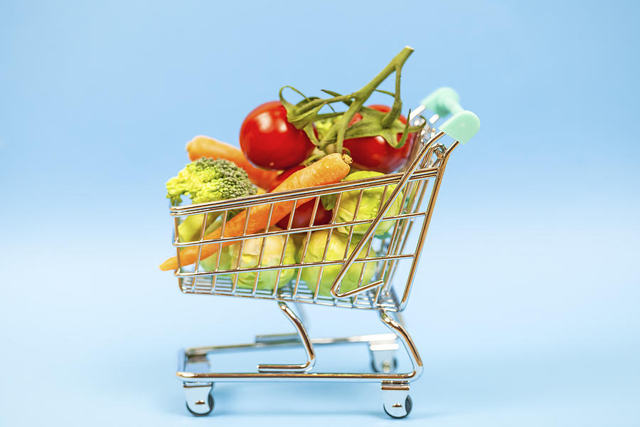 Vegetables in shopping cart Photograph by Mikroman6