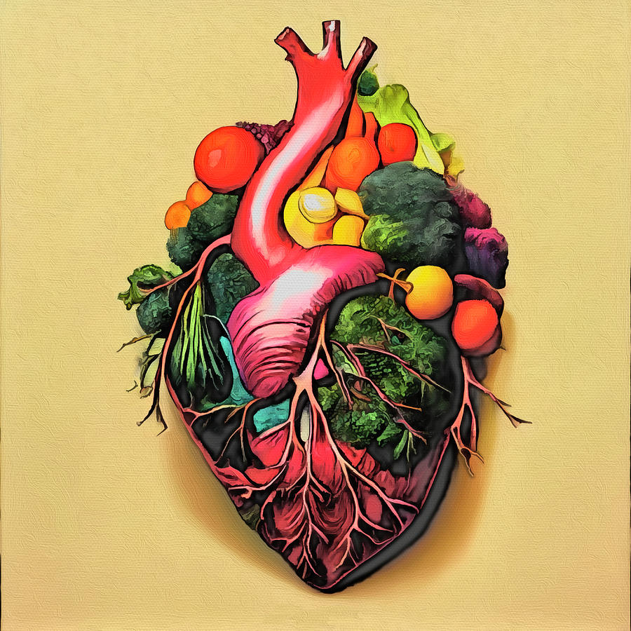 Vegetarian Heart 1 Mixed Media by Ann Leech