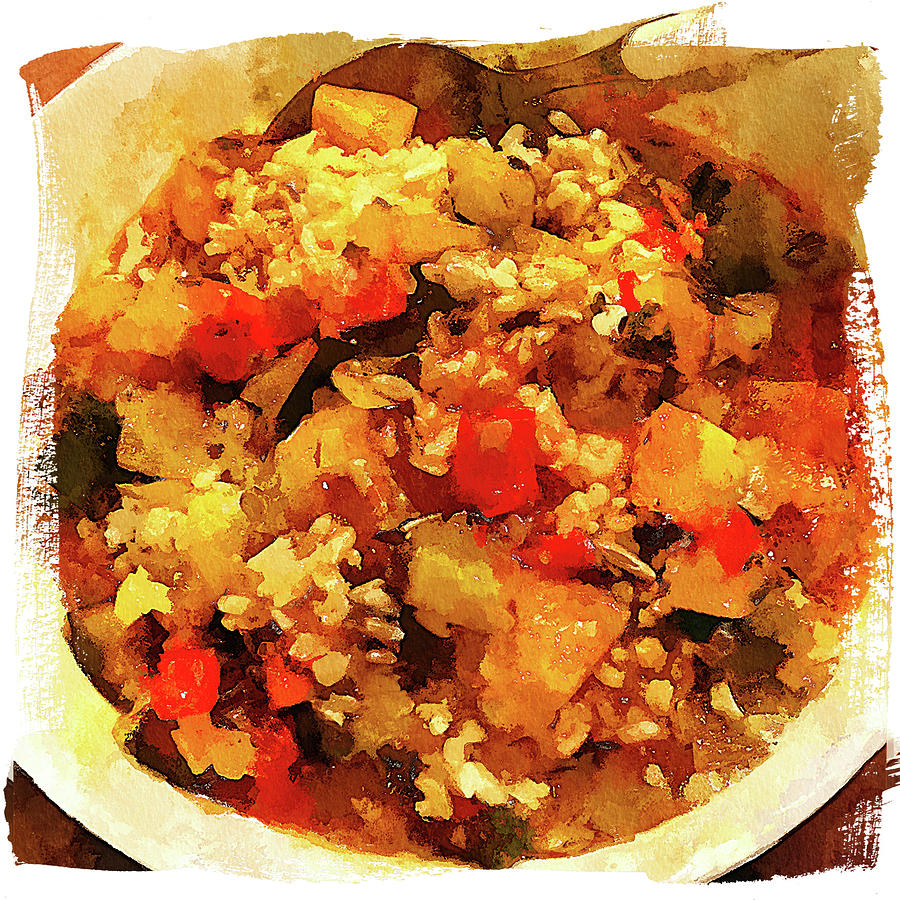 Vegetarian rice pilaf Mixed Media by Tatiana Travelways
