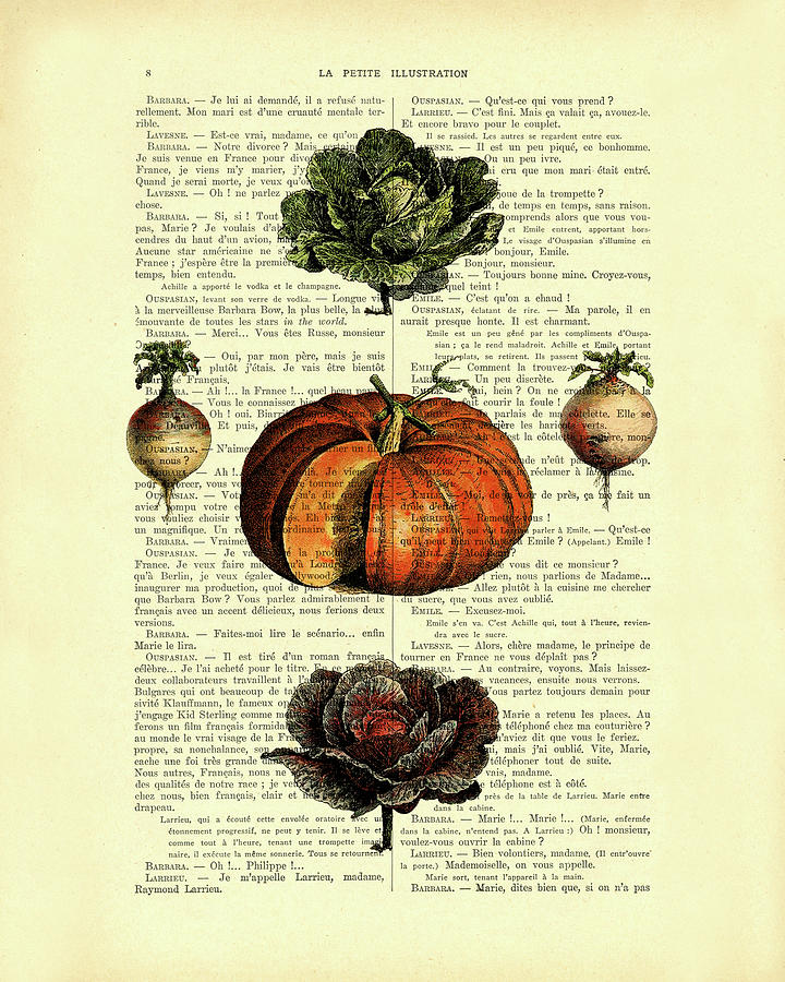 Vegetable Mixed Media - Veggies by Madame Memento