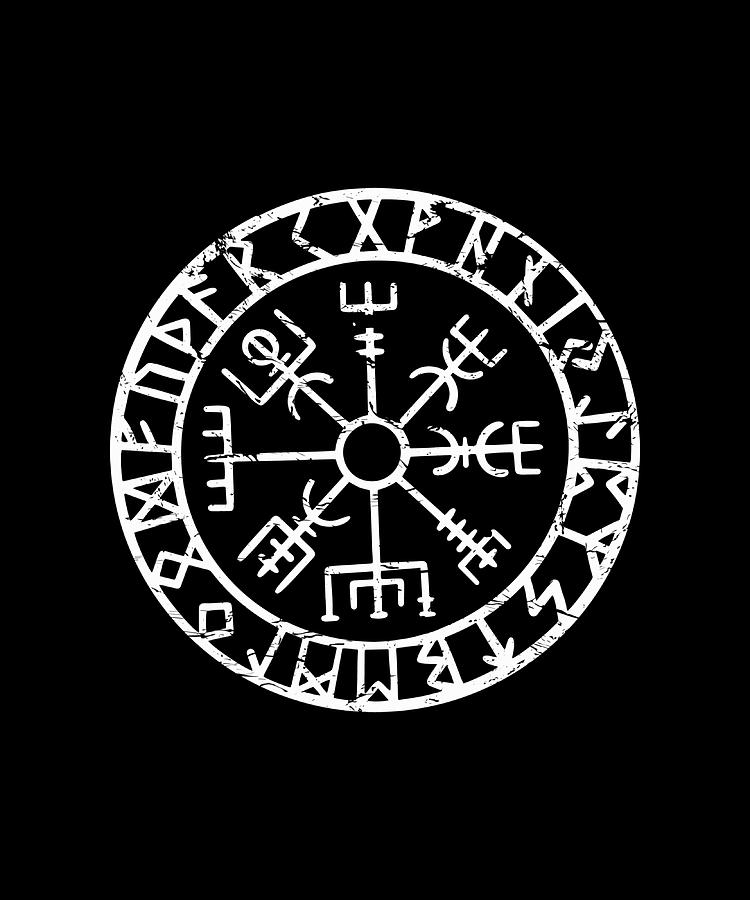 Vegvisir viking compass nordic mystic rune girl Painting by Evans Bell ...