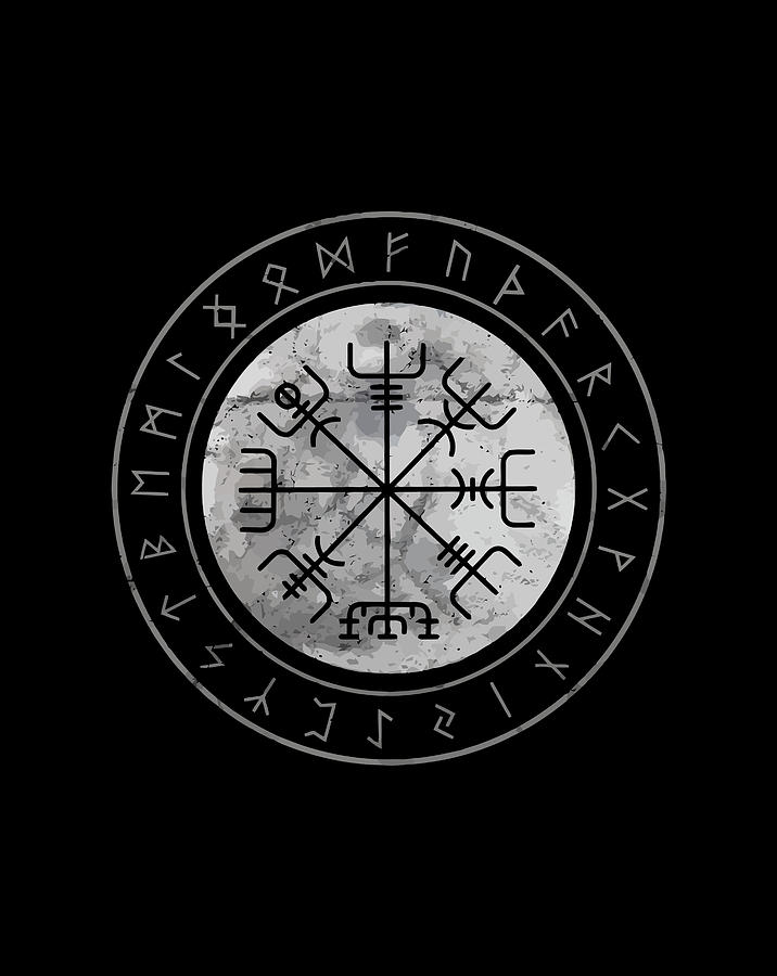 Vegvisir Viking Compass Odin Norse Valhalla Runes Norse Thor Digital 