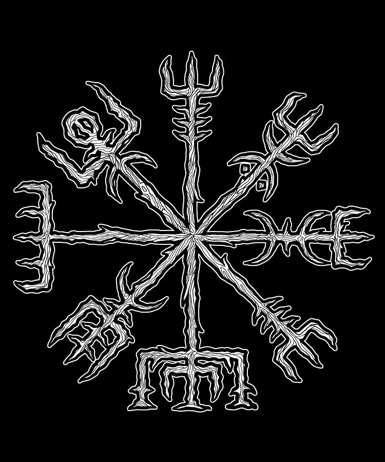 Vegvisir Viking Rune white Viking Mythology Painting by Gary Thompson ...