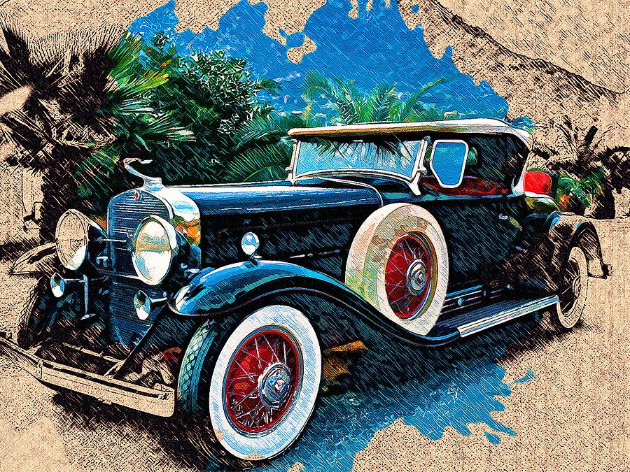 Vehicles 1930 Cadillac Model 452 V16 Vintage Drawing by Leonardo ...