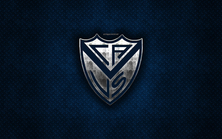 Velez Sarsfield Argentine football club blue metal texture metal logo ...