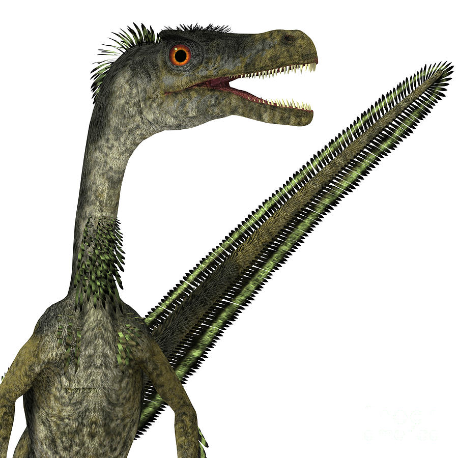 Velociraptor Dinosaur Head Digital Art by Corey Ford