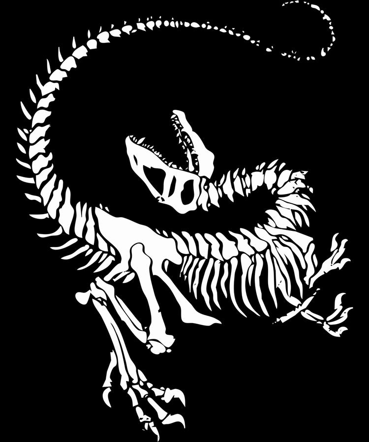 Velociraptor Fossil Black Classic T-Shirt Mixed Media by Rosamond ...