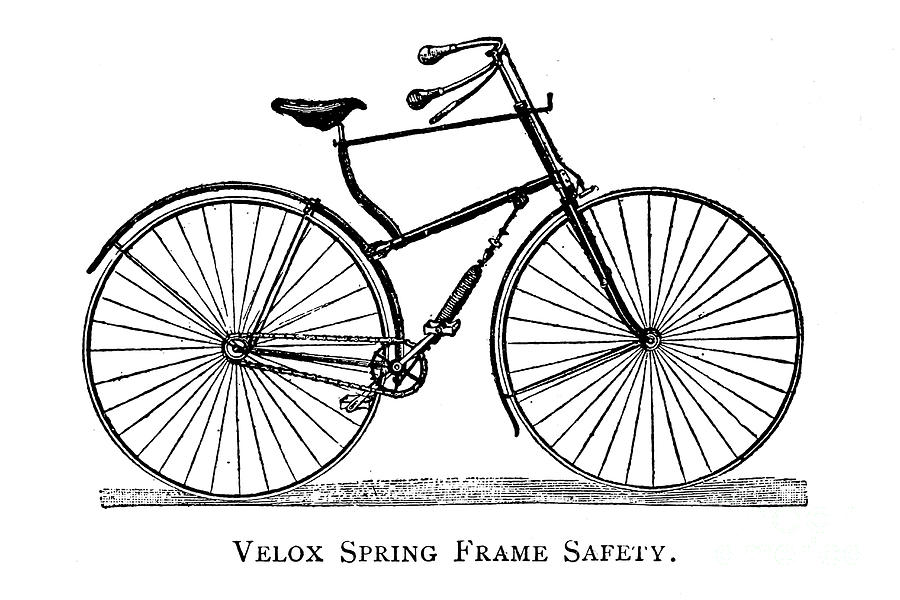 Velox Spring Frame Safety Bicycle b1 Drawing by Historic illustrations