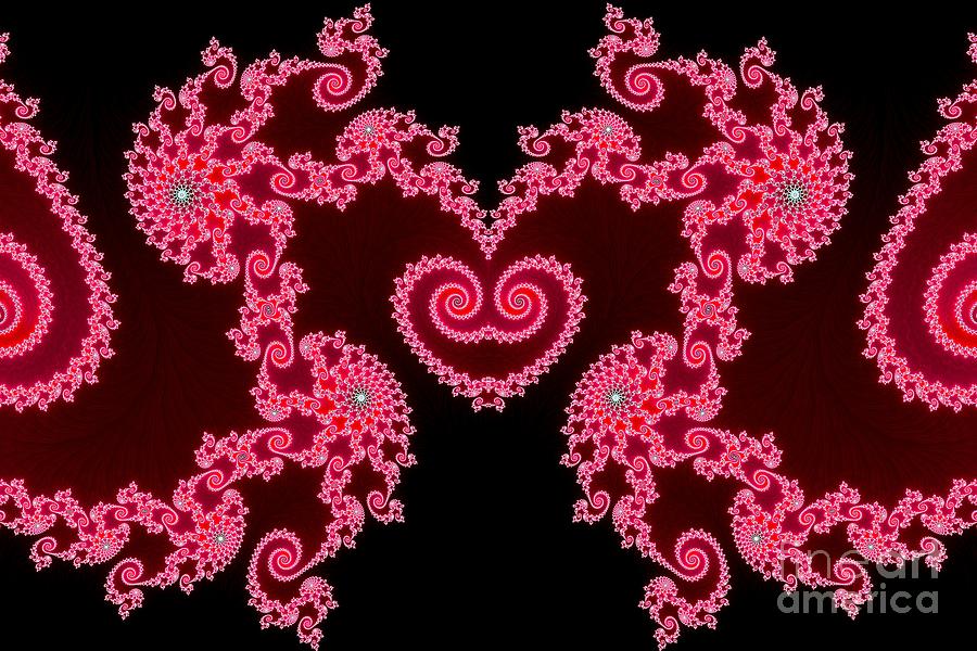 Velvet and Lace Look Fuchsia Heart Fractal Digital Art by Rose Santuci-Sofranko