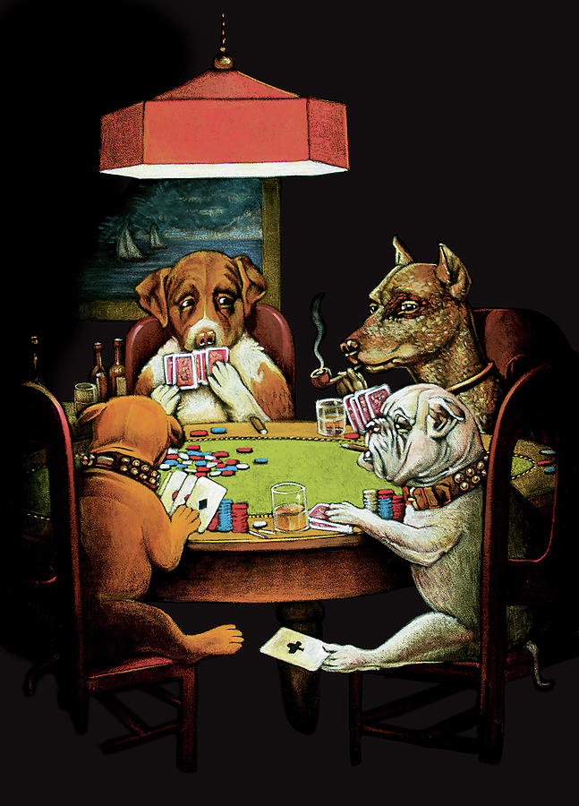Velvet Dogs Playing Poker Pastel by Steven Stines