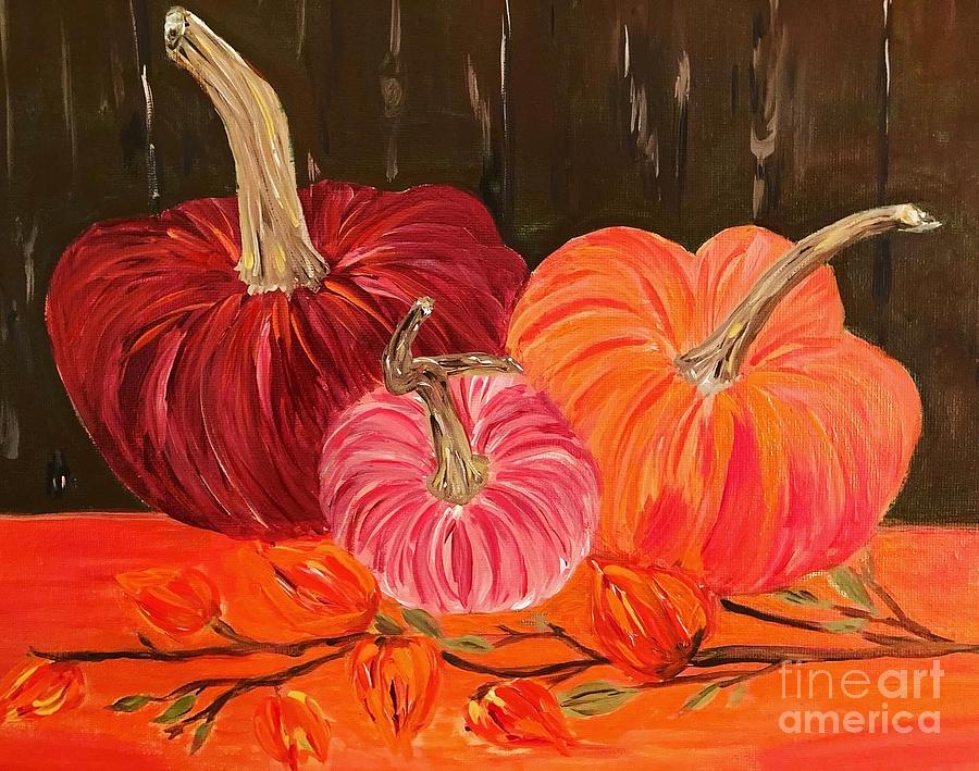 Velvet Pumpkins Painting by Debora Sanders