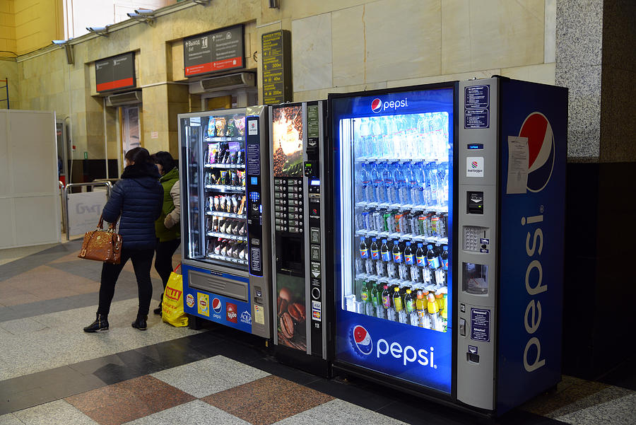 Vending machines for drinks and payment terminals at Kazansky station Photograph by OlgaVolodina