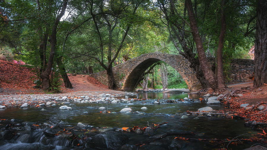 Venetian Bridge In Cyprus In The Troodos Mountains. Beautiful Au Photograph