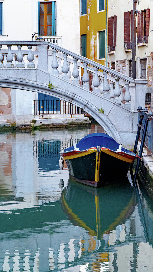 Venetian Bridge With Boat Photograph
