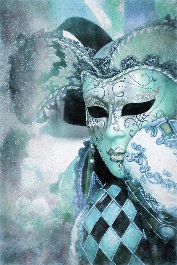 Fantasy Photograph - Venetian Carnival Masks Shades of Blue  by Carol Japp