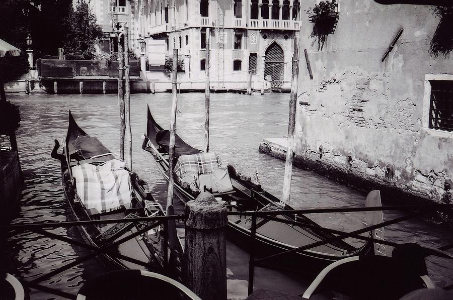 Black And White Photograph - Venetian Gondolas by Matthew Adelman