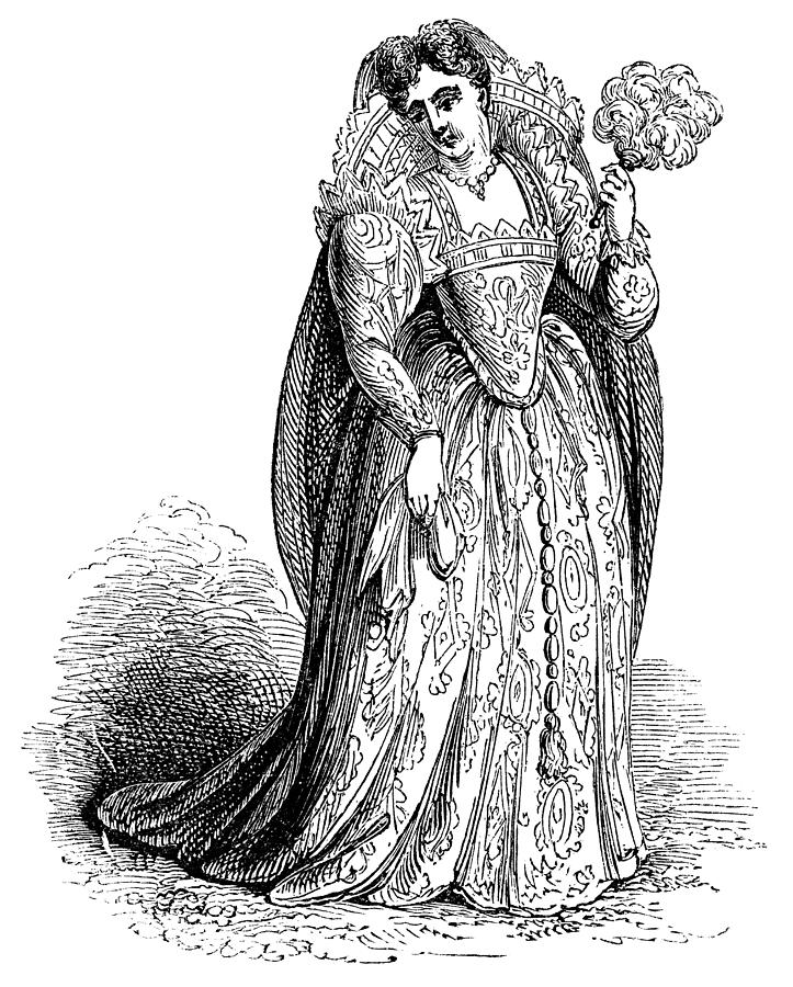 Venetian Lady’s Fashion of the 16th Century Drawing by Powerofforever