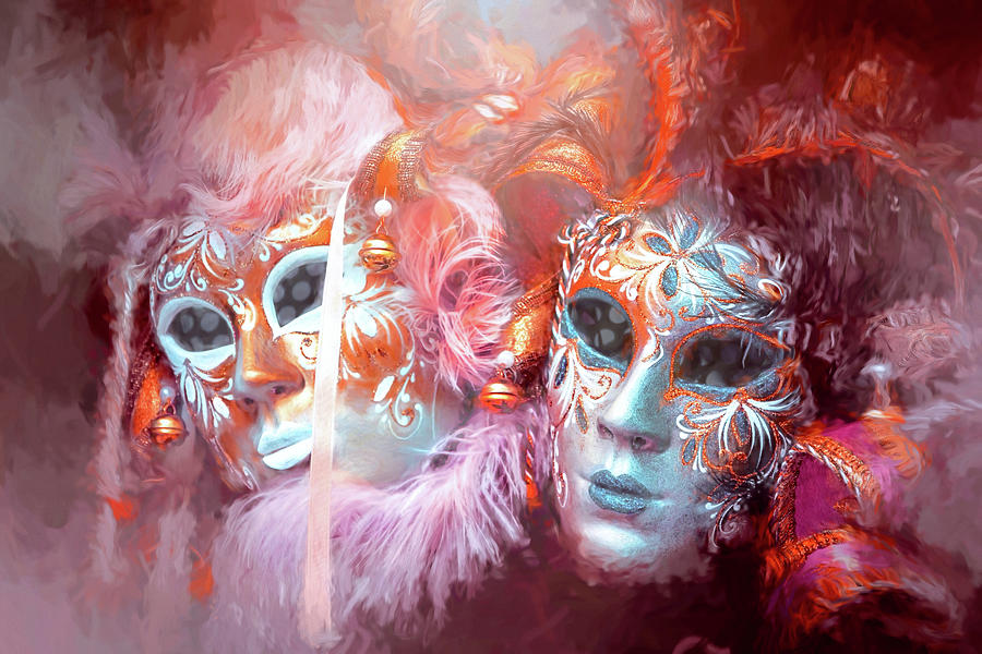 Fantasy Photograph - Venetian Masks Vivid Reds  by Carol Japp