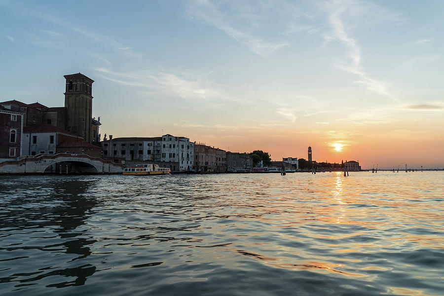 Venetian Silk - Venice Italy Sunset from the Lagoon Photograph by Georgia Mizuleva