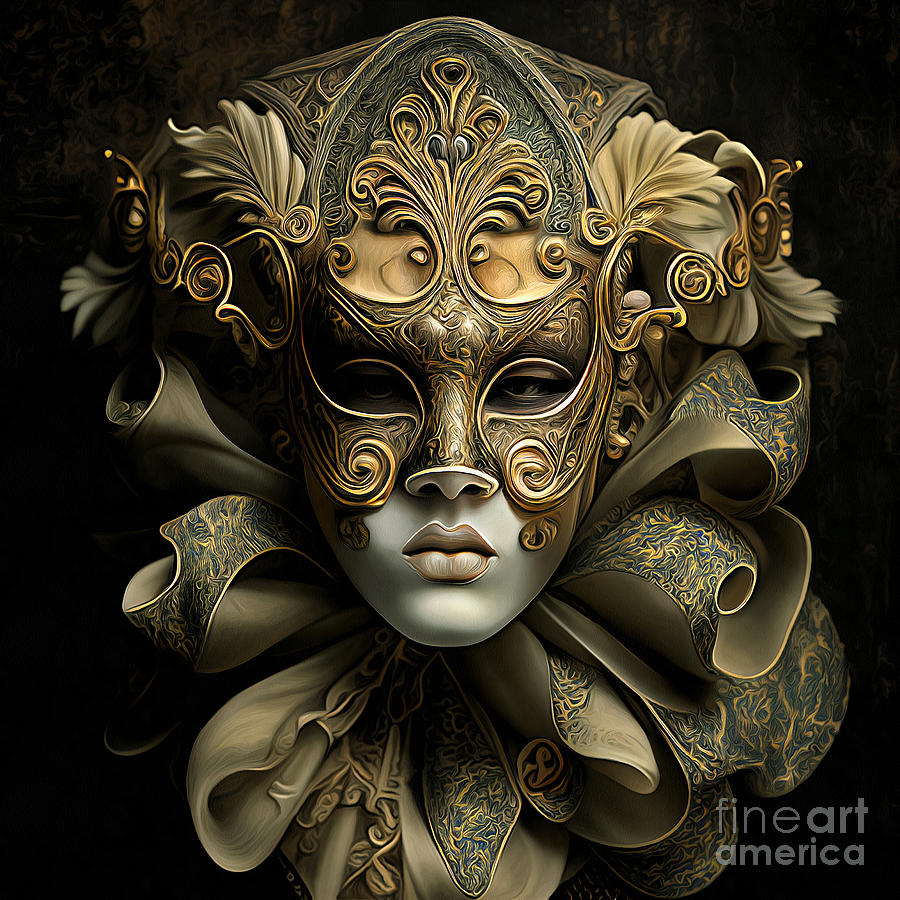 Venetian Wall Mask Digital Art by Miha Jeruc - Fine Art America