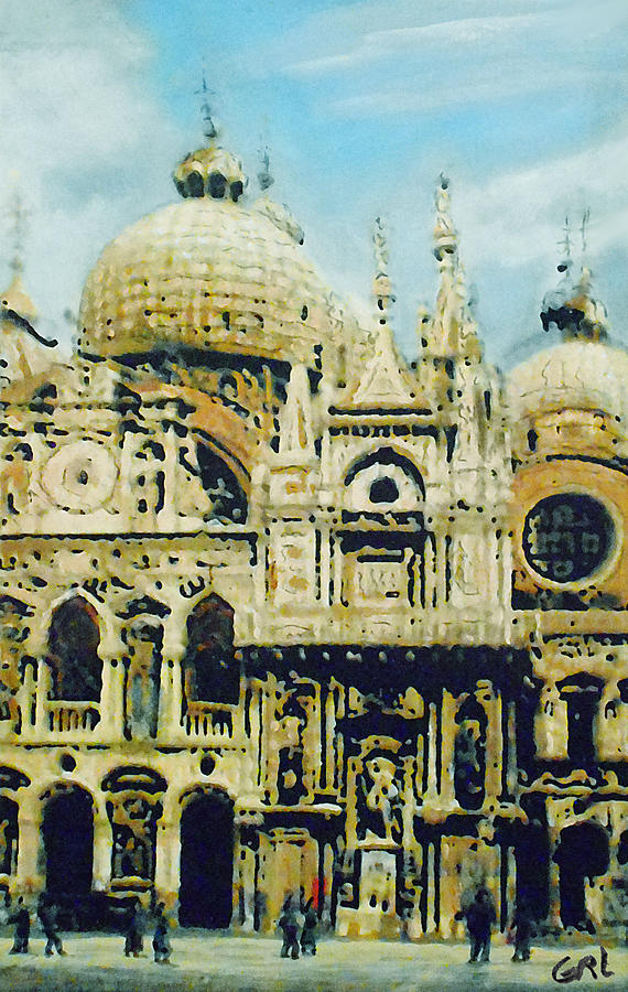 Venice 1 Basilica Original Multimedia Painting Painting by G Linsenmayer