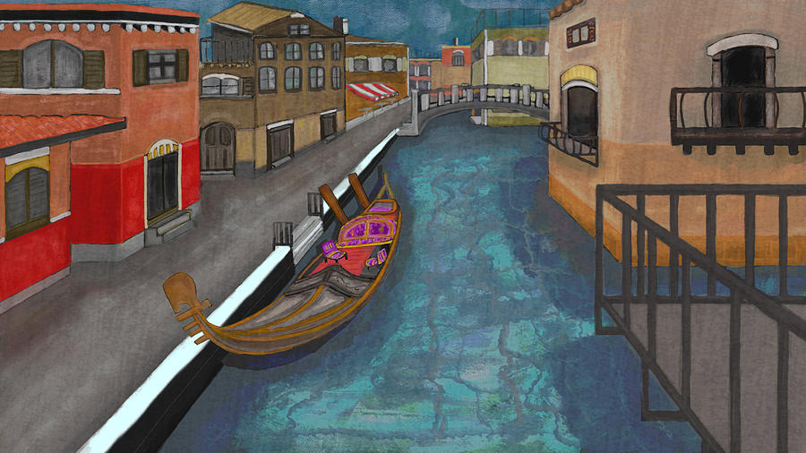 Venice a Raining Day Digital Art by Rose Lewis