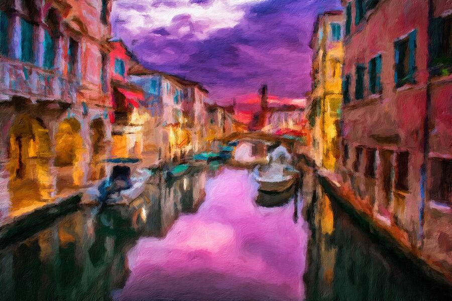 Boat Digital Art - Venice at dusk. by Joe Vella