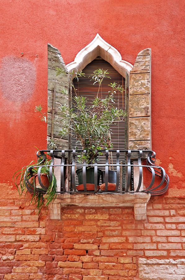 Venice Balcony Window - Venice, Italy Photograph by Denise Strahm