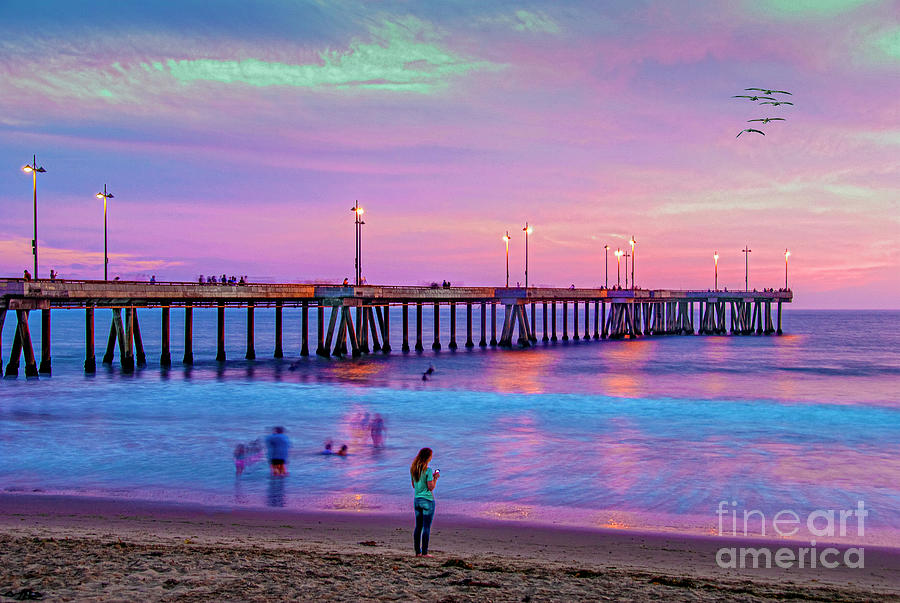 Venice Beach Pier Sunset  Photograph by David Zanzinger
