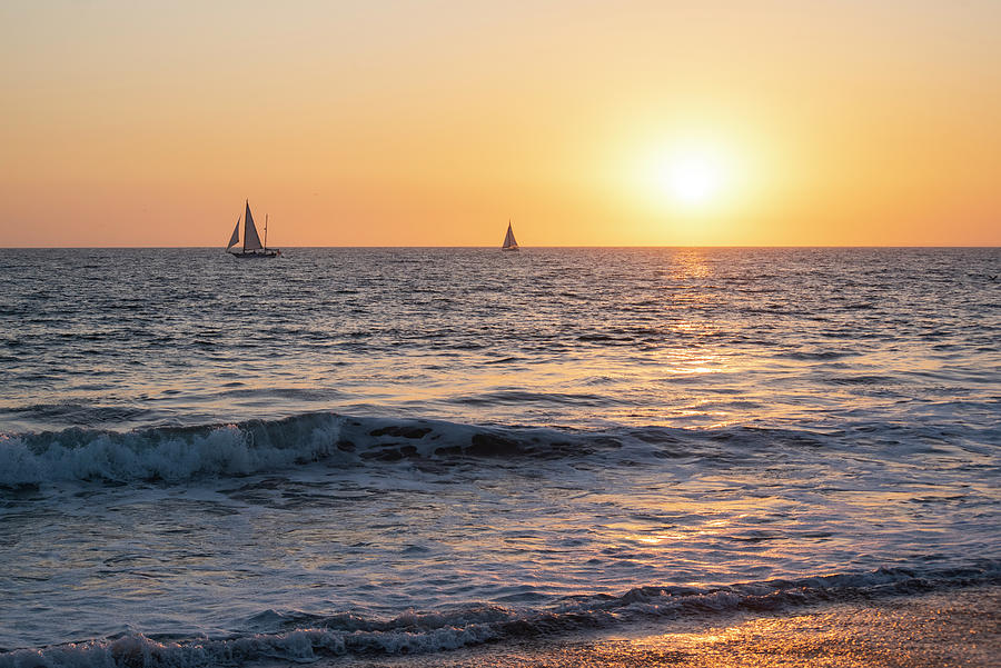Venice Beach sailboats at Sunset Venice California Los Angeles Photograph by Toby McGuire