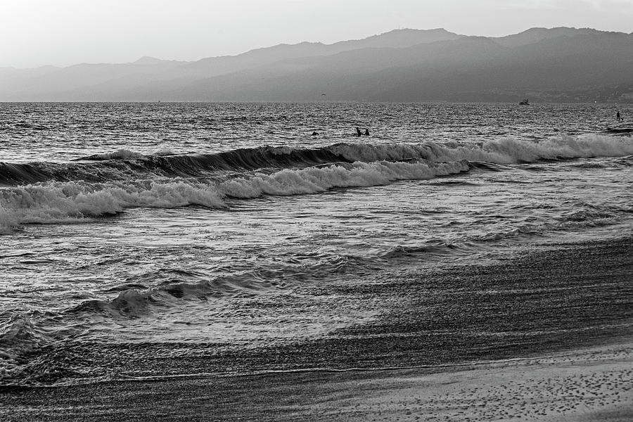 Venice Beach Santa Monica and Malibu California Golden Sunset Los Angeles Black and White Photograph by Toby McGuire