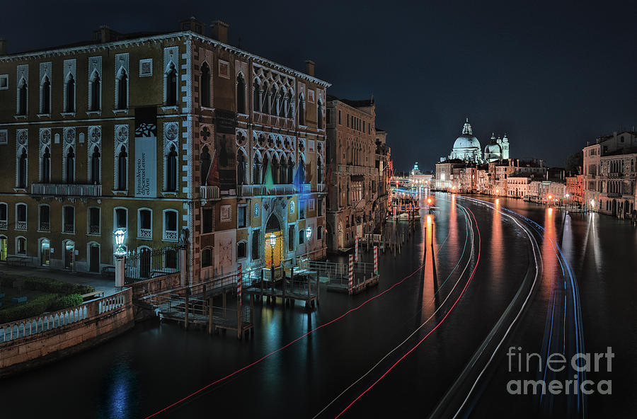Venice by night from Accademia bridge  Photograph by The P