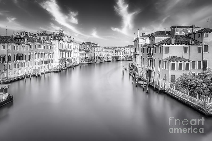 Venice Canal Black and White Panorama Photograph by Stefano Senise