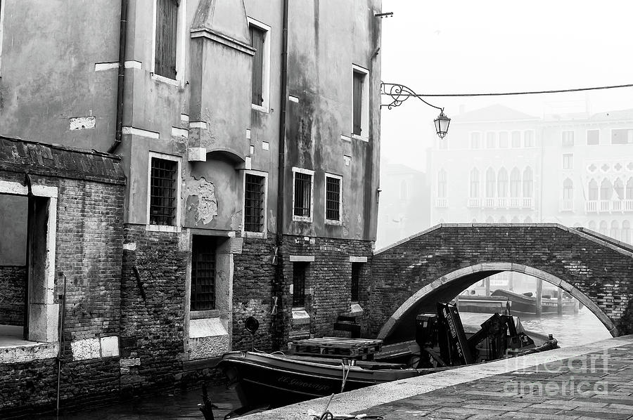 Venice Canal Bridge Foggy Morning Photograph by John Rizzuto