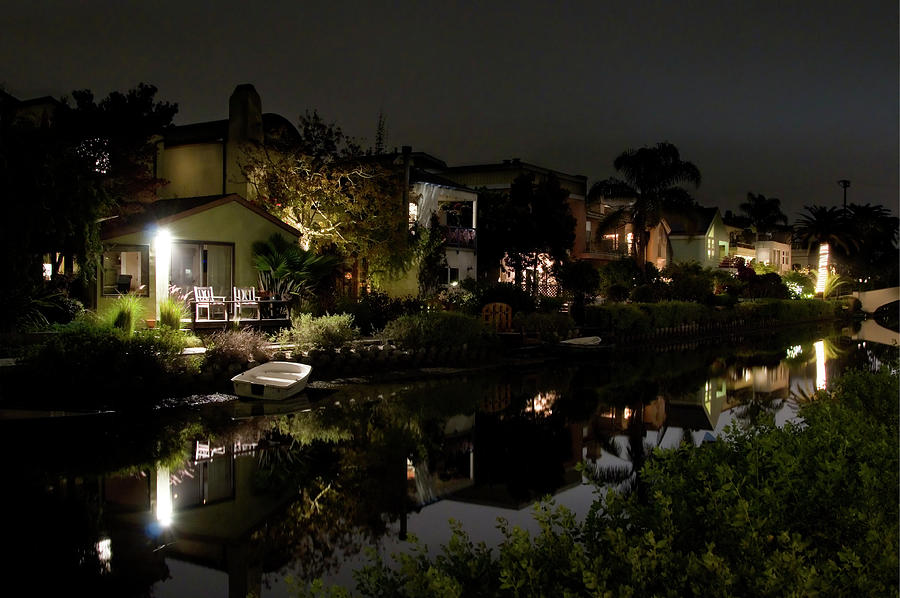 Venice Canals at Night Wall Art Photograph by Mark Stout
