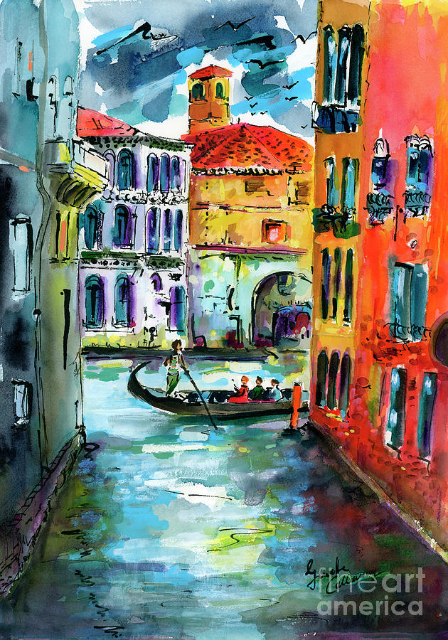 Venice Painting - Venice Canals Italy Watercolors by Ginette Callaway