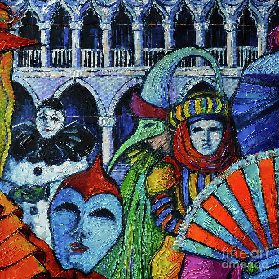 VENICE CARNIVAL Detail 2 Painting by Mona Edulesco