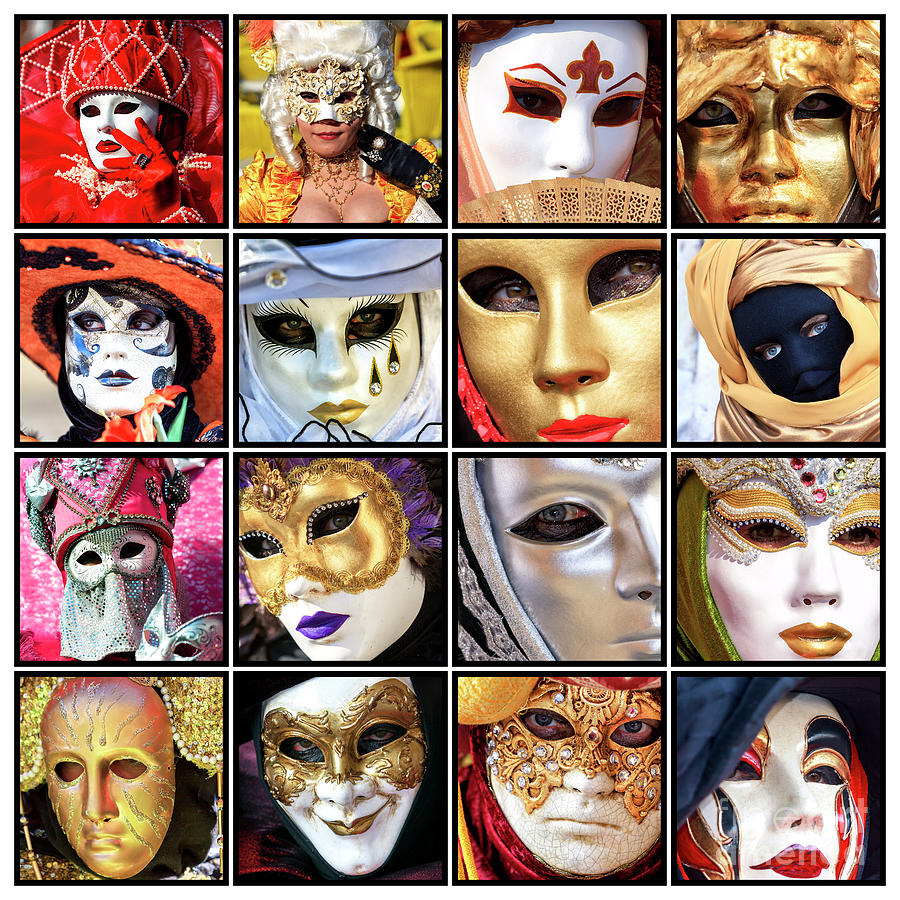 Venice Carnival Faces Collage Photograph by John Rizzuto