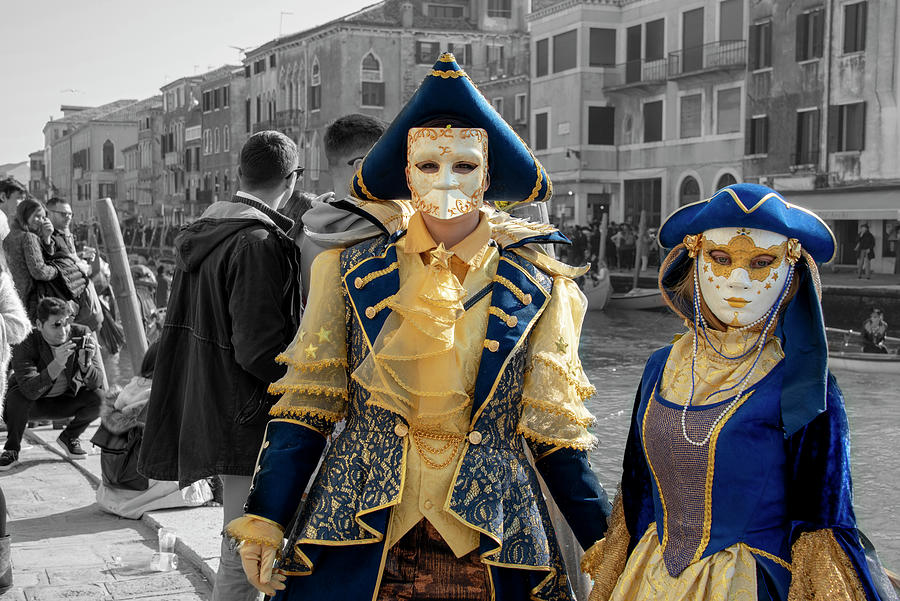 Venice Carnival In Blue And Gold Photograph