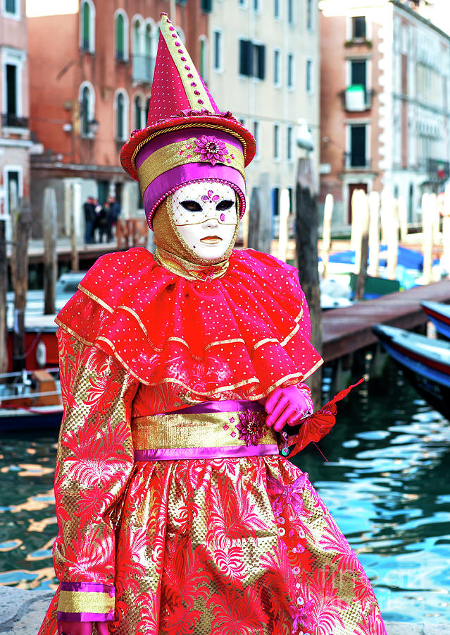 Venice Carnival Model 2009 by the Canal in Italy Photograph by John Rizzuto