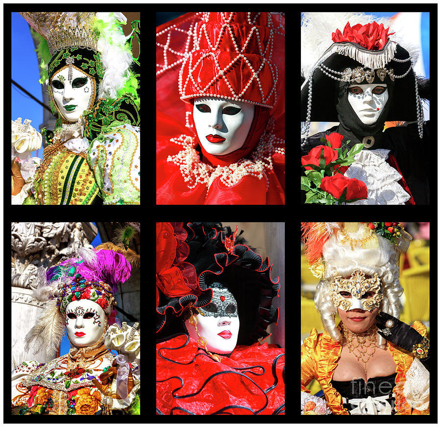 Venice Carnival Models Collage 1 in Italy Photograph by John Rizzuto