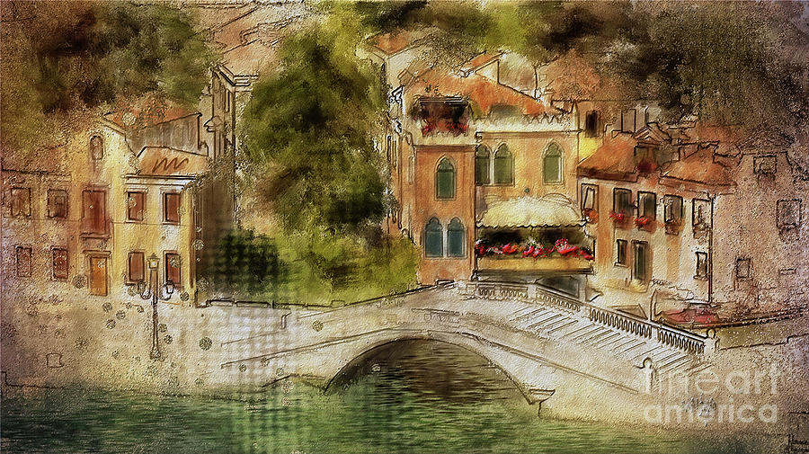 Venice City of Bridges Digital Art by Lois Bryan