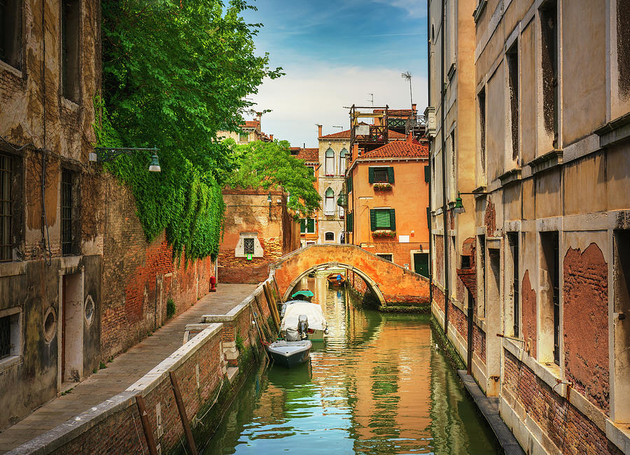 Venice cityscape, canal and bridge. Italy Photograph by Stefano Orazzini