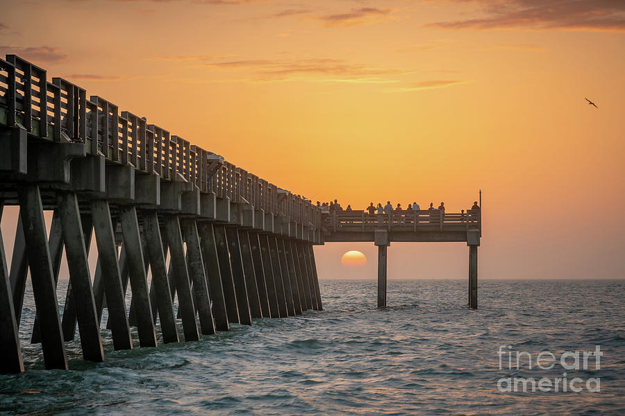 Venice Fishing Pier Framing the Sun, Florida Photograph by Liesl Walsh