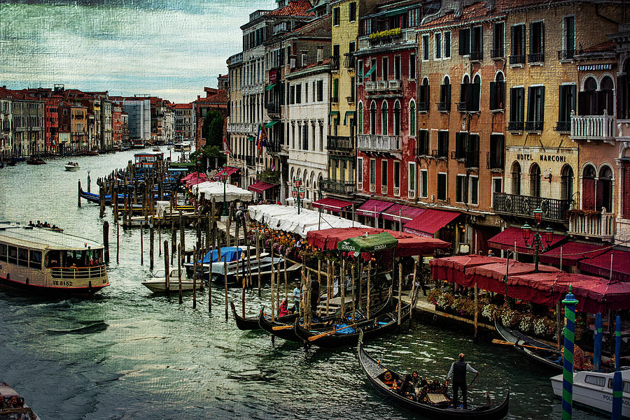 Venice-grand Canal Traffic Photograph by Judy Wolinsky