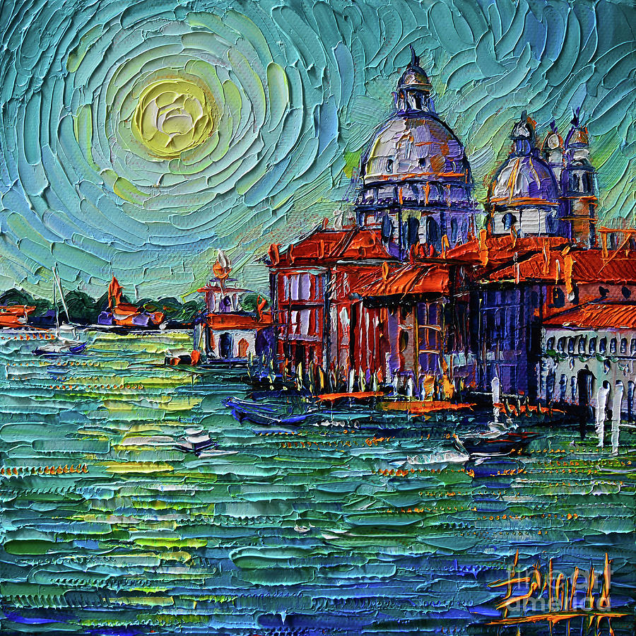 Brick Painting - VENICE GRAND CANAL VIEW textured impressionism palette knife oil painting artist Mona Edulesco by Mona Edulesco