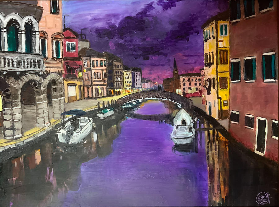 Venice in Violet Mixed Media by Eileen Backman
