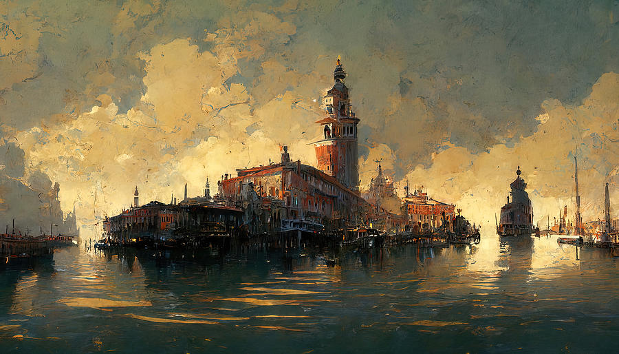 Venice, Italian Panorama - 13 Painting by AM FineArtPrints
