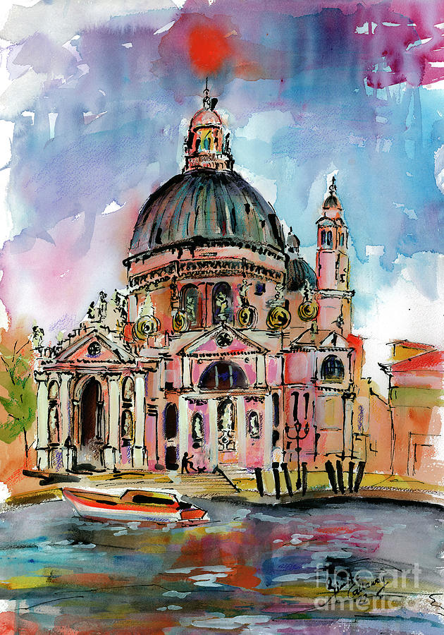 Venice Italy Basilica Basilica di Santa Maria della Salute Painting by Ginette Callaway