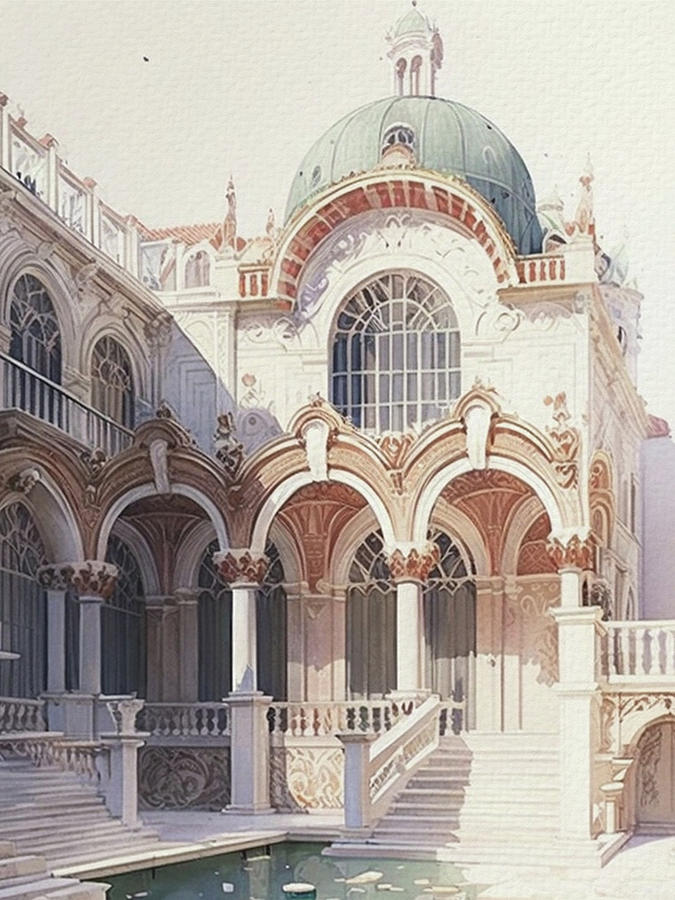 Architecture Painting - Venice Italy Watercolor by Naxart Studio
